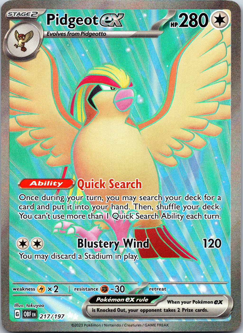 Pidgeot ex Full Art - Single