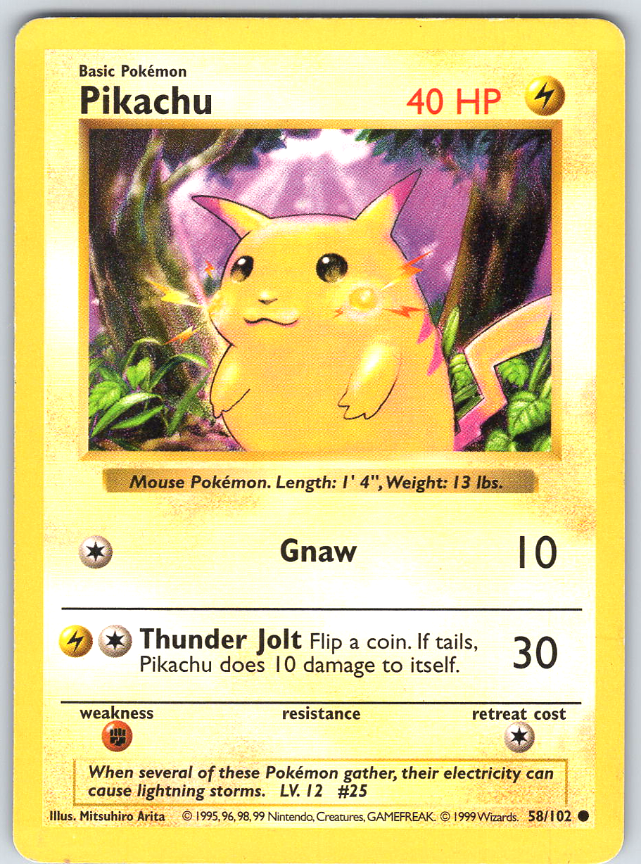 Pikachu #58 Base Set Shadowless