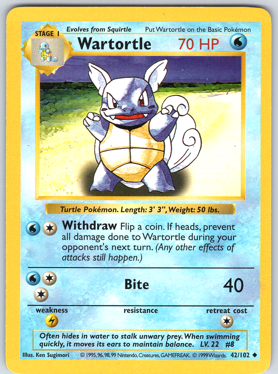Wartortle #42 Base Set Shadowless
