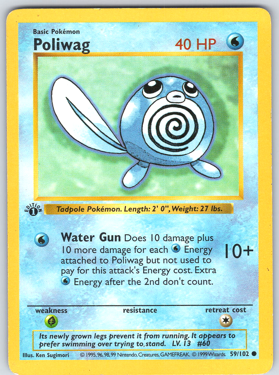 Poliwag #59 Base Set Shadowless 1st Edition