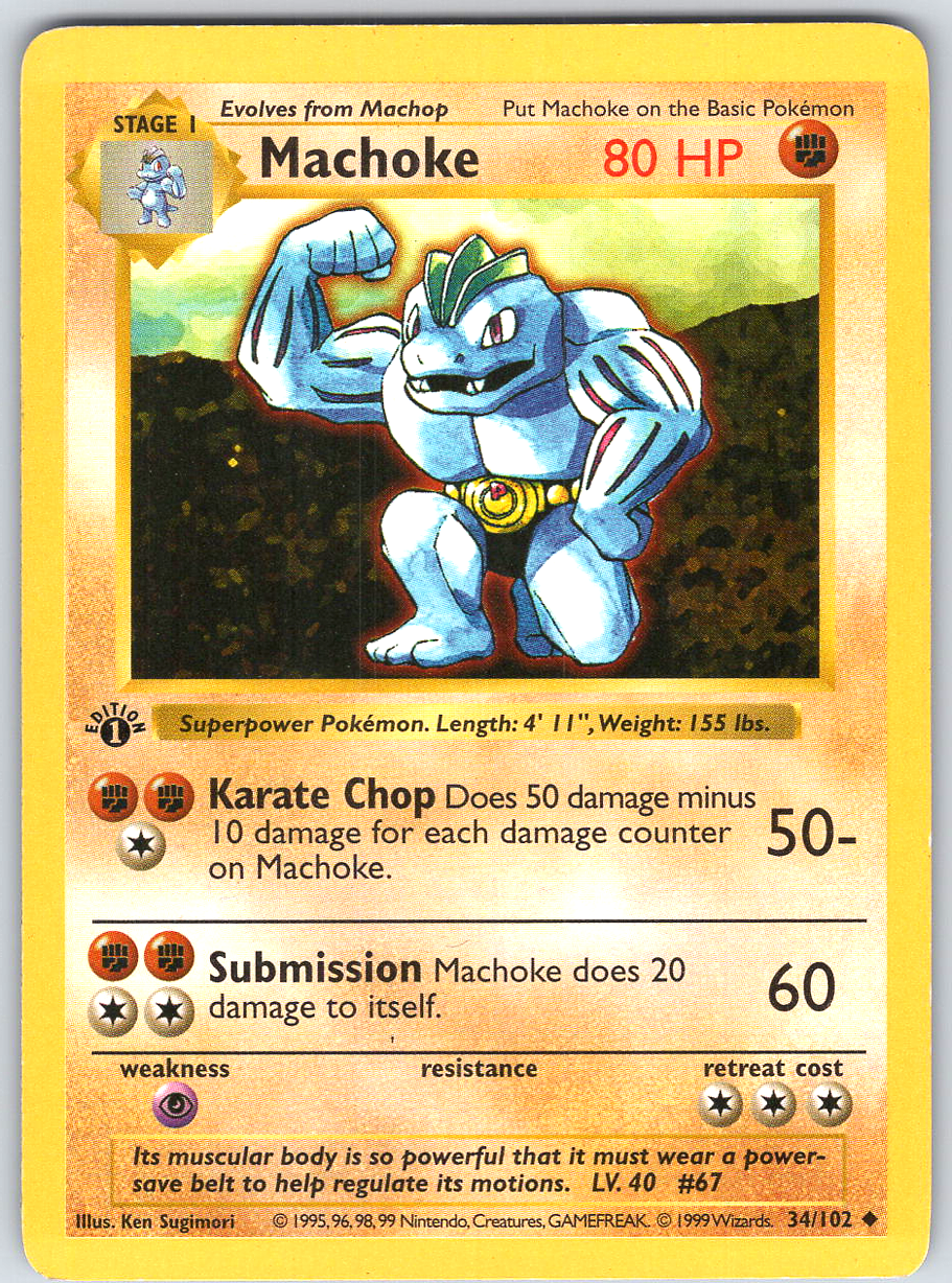 Machoke #34 Base Set Shadowless 1st Edition