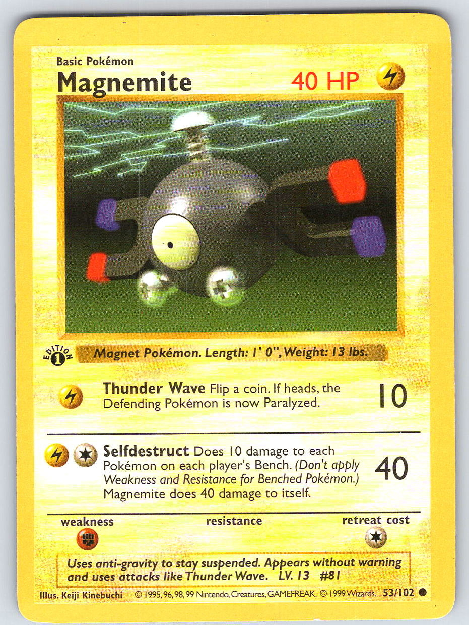 Magnemite #53 Base Set Shadowless 1st Edition
