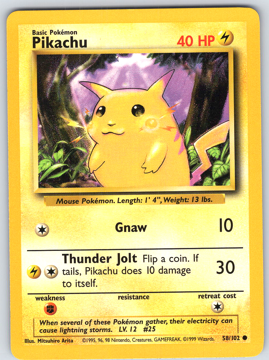 Pikachu #58 Base Set Unlimited