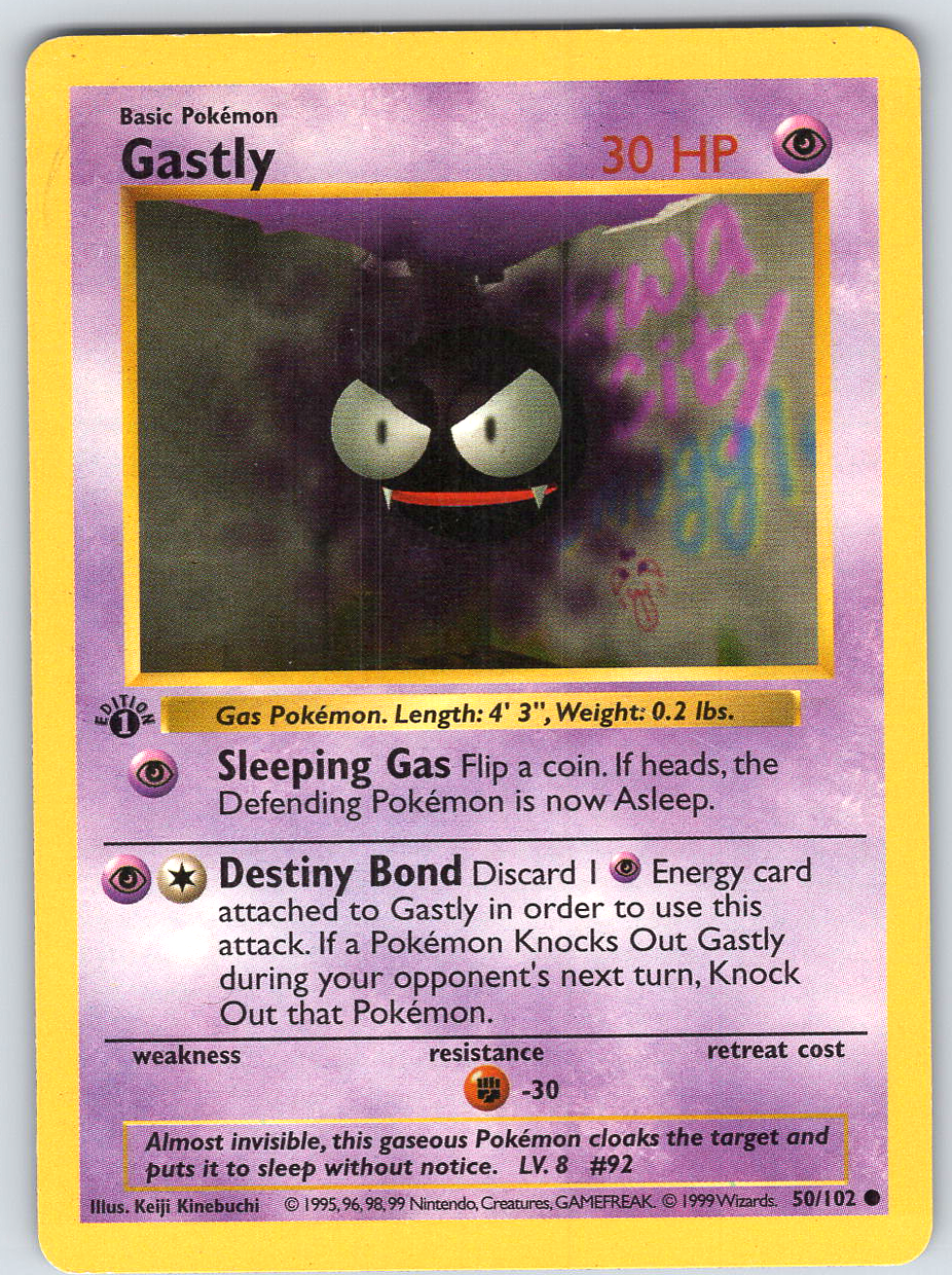 Gastly #50 Base Set Shadowless 1st Edition