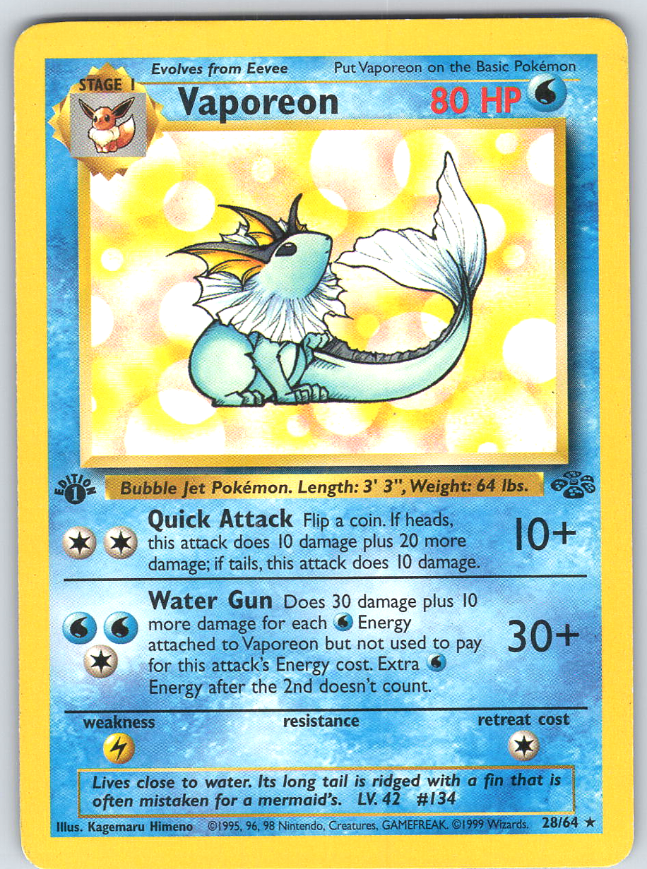 Vaporeon #28 Jungle 1st Edition