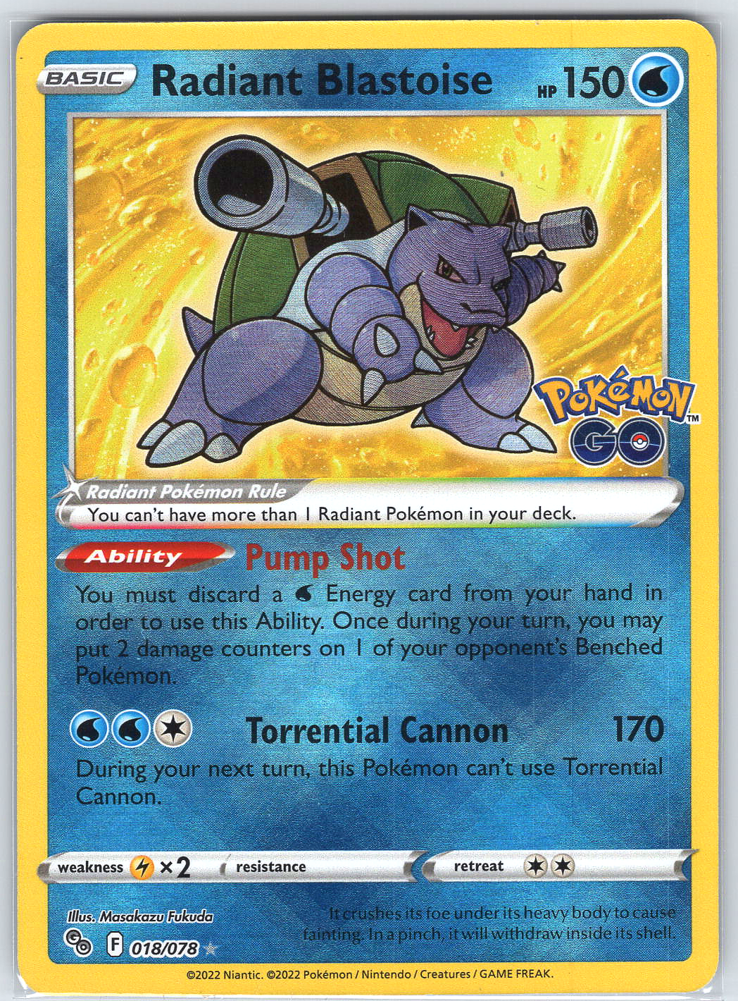 Radiant Blastoise Pokemon GO