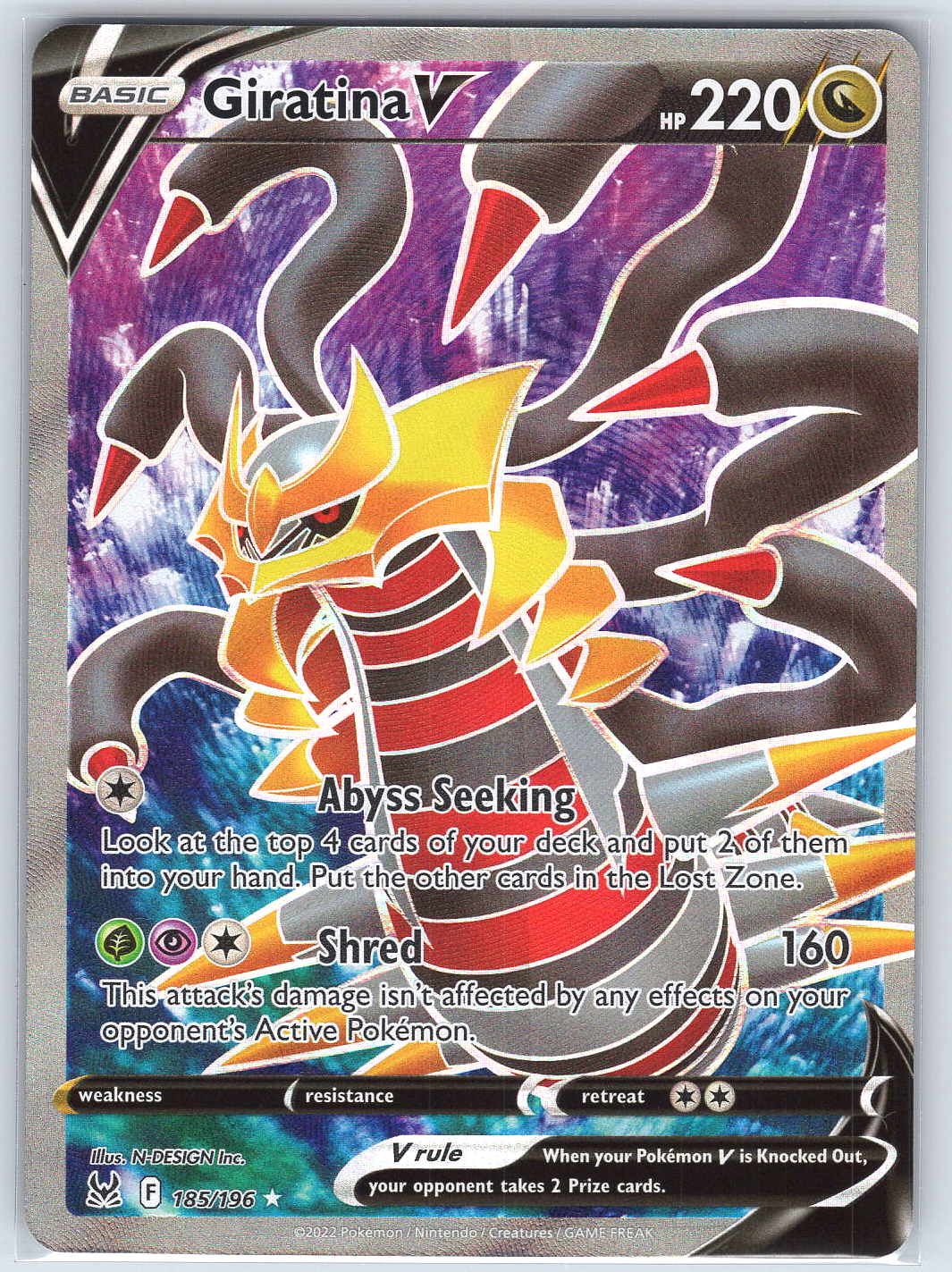 Giratina V (Full Art) #185/196 SWSH11: Lost Origin