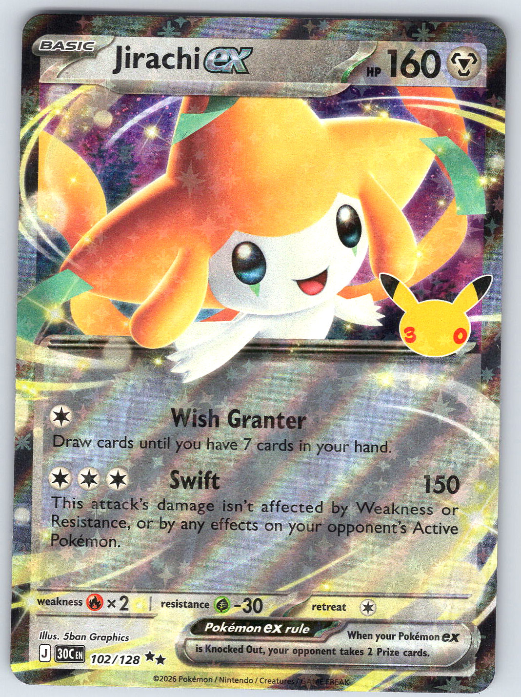 Jirachi ex #102/128 ME: 30th Celebration