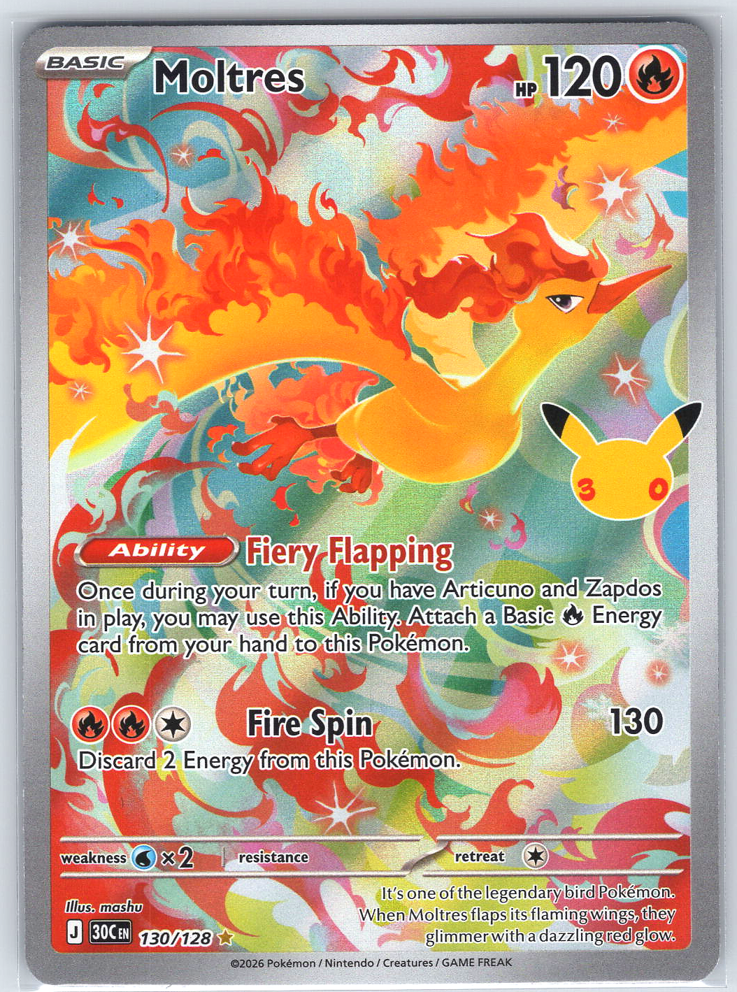 Moltres #130/128 ME: 30th Celebration