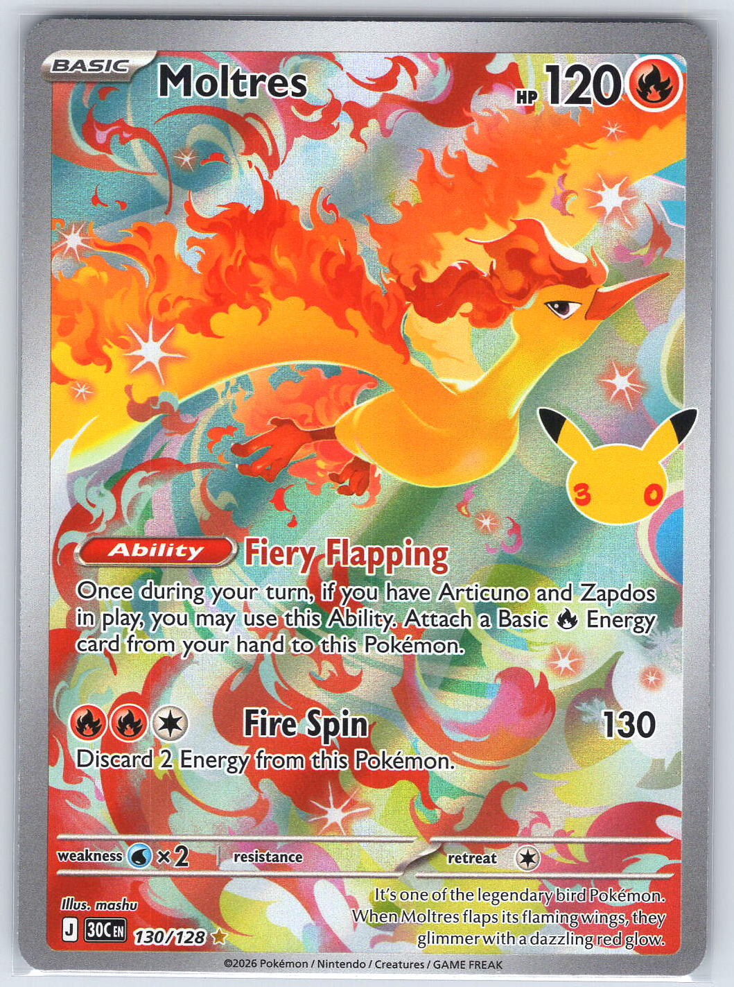 Moltres #130/128 ME: 30th Celebration