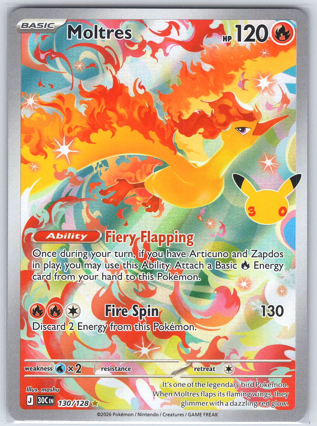 Moltres #130/128 ME: 30th Celebration
