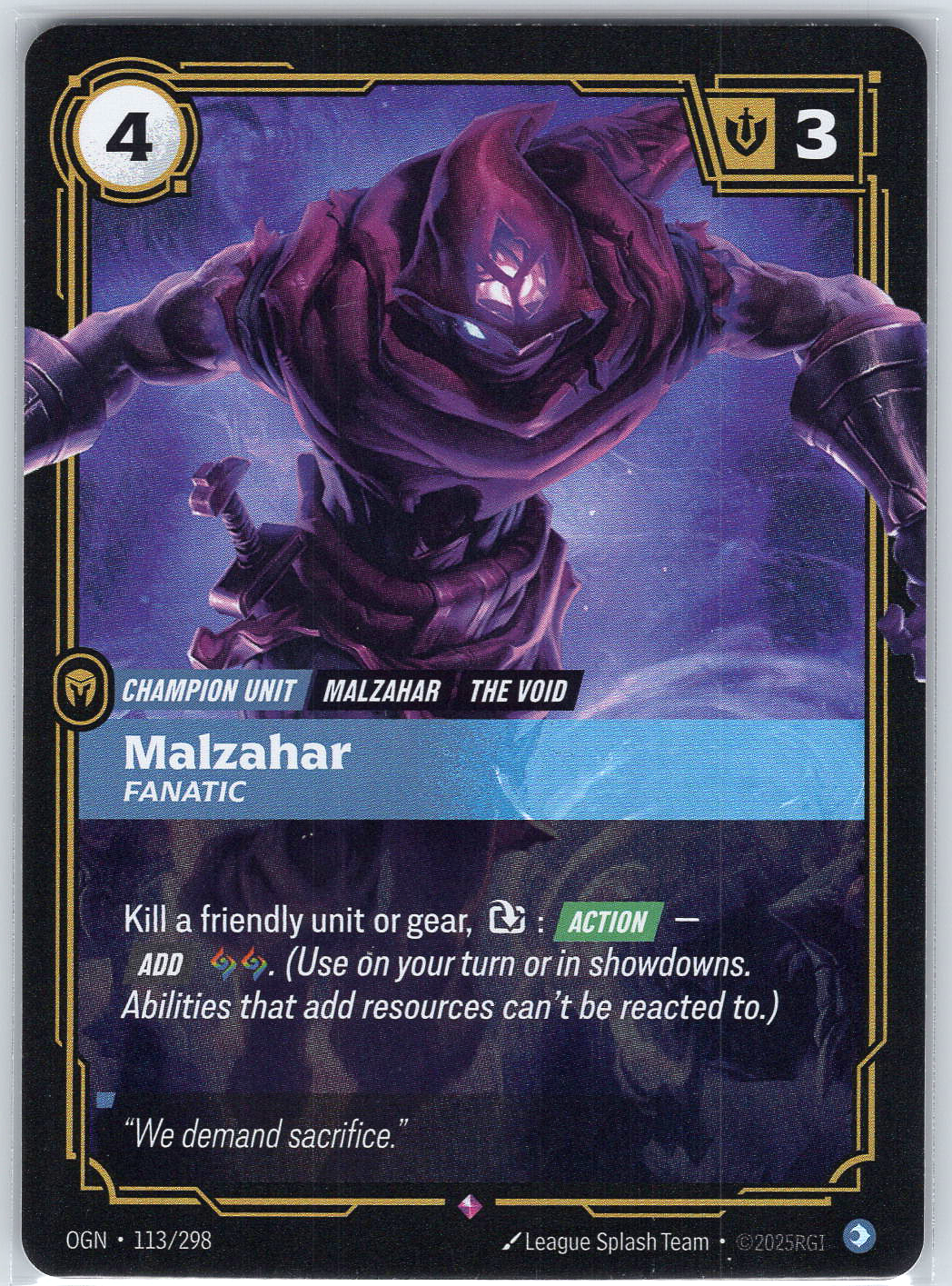 Malzahar, Fanatic #113/298 Origins