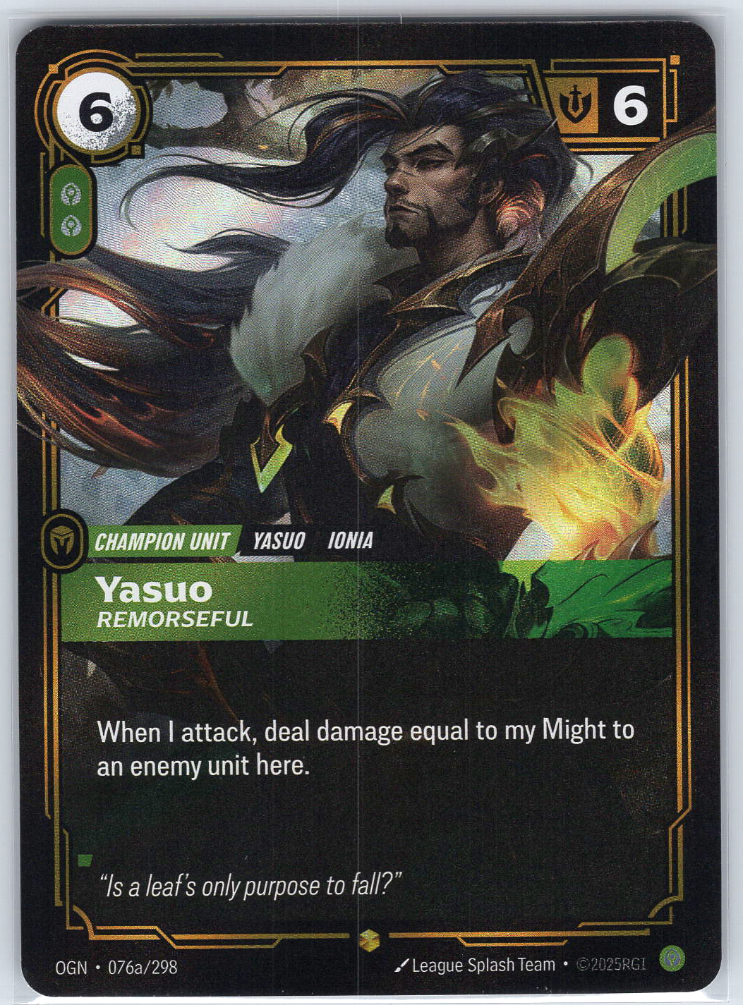 Yasuo, Remorseful (Alternate Art) #076a/298 Origins