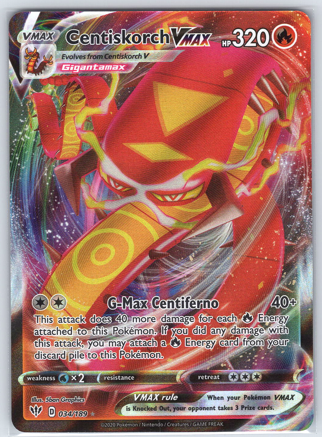 Centiskorch VMAX #034/189 SWSH03: Darkness Ablaze