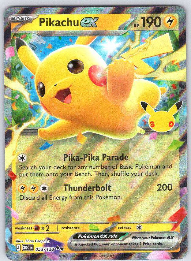 Pikachu ex #053/128 ME: 30th Celebration