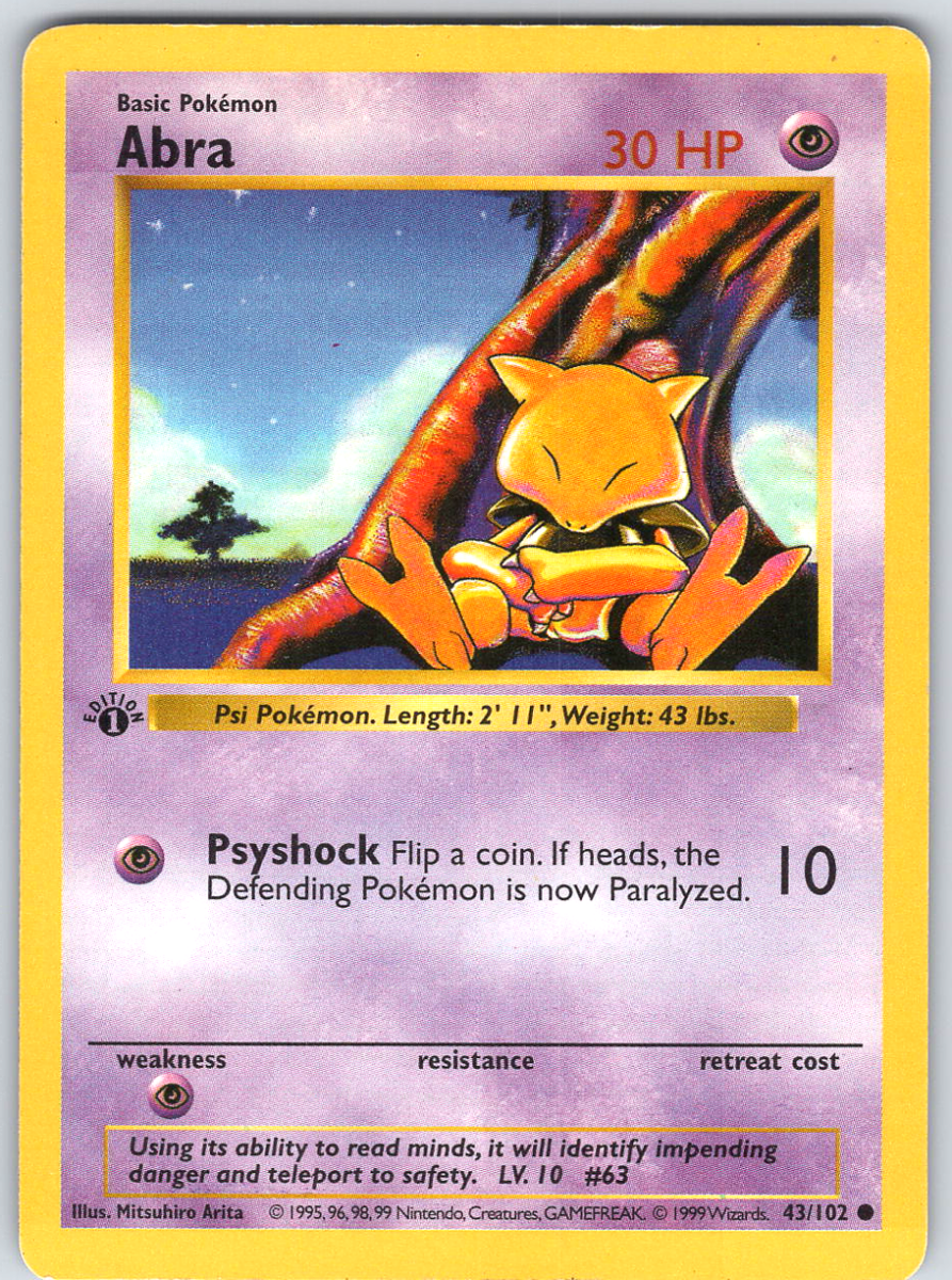 Abra 43 Base Set Shadowless 1st Edition - QuickTCG LLC
