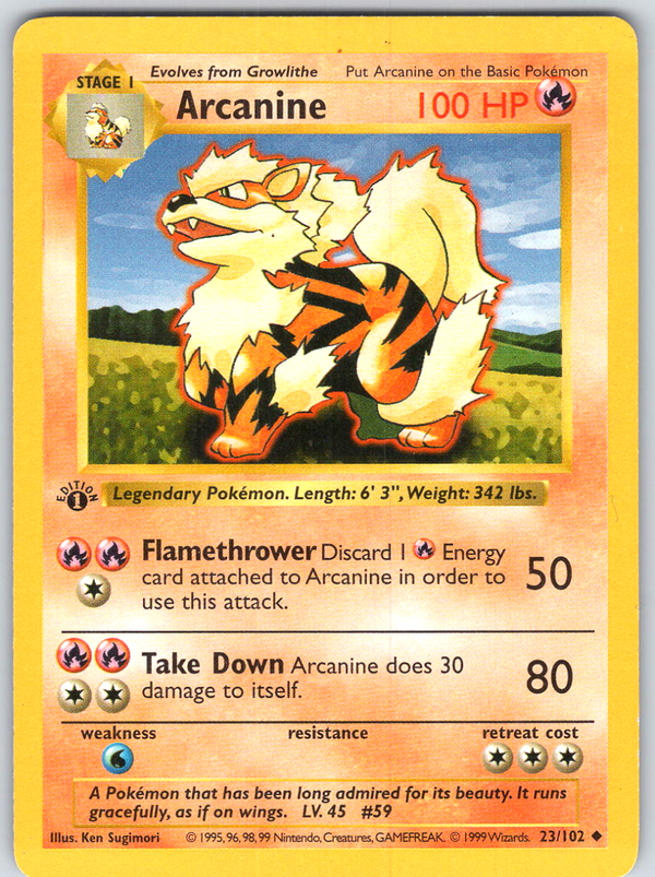 Arcanine 23 Base Set Shadowless 1st Edition - QuickTCG LLC