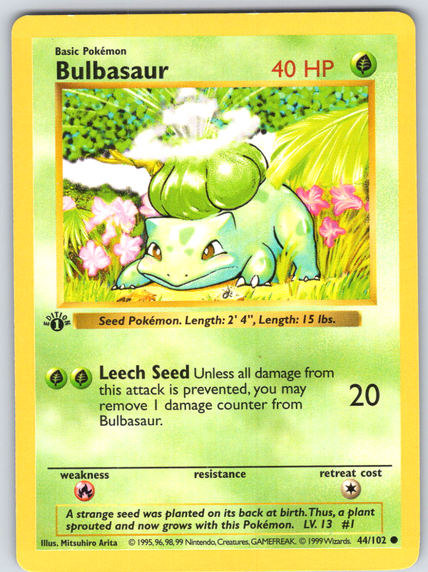 Bulbasaur 44 Base Set Shadowless 1st Edition - QuickTCG LLC