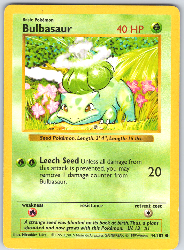 Bulbasaur 44 Base Set Shadowless - QuickTCG LLC