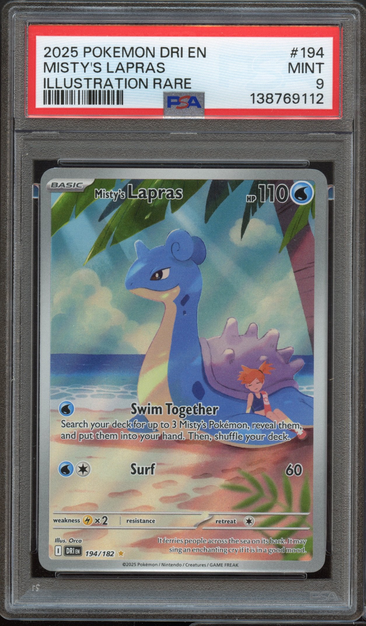 PSA 9 | Misty's Lapras Illustration Rare #194