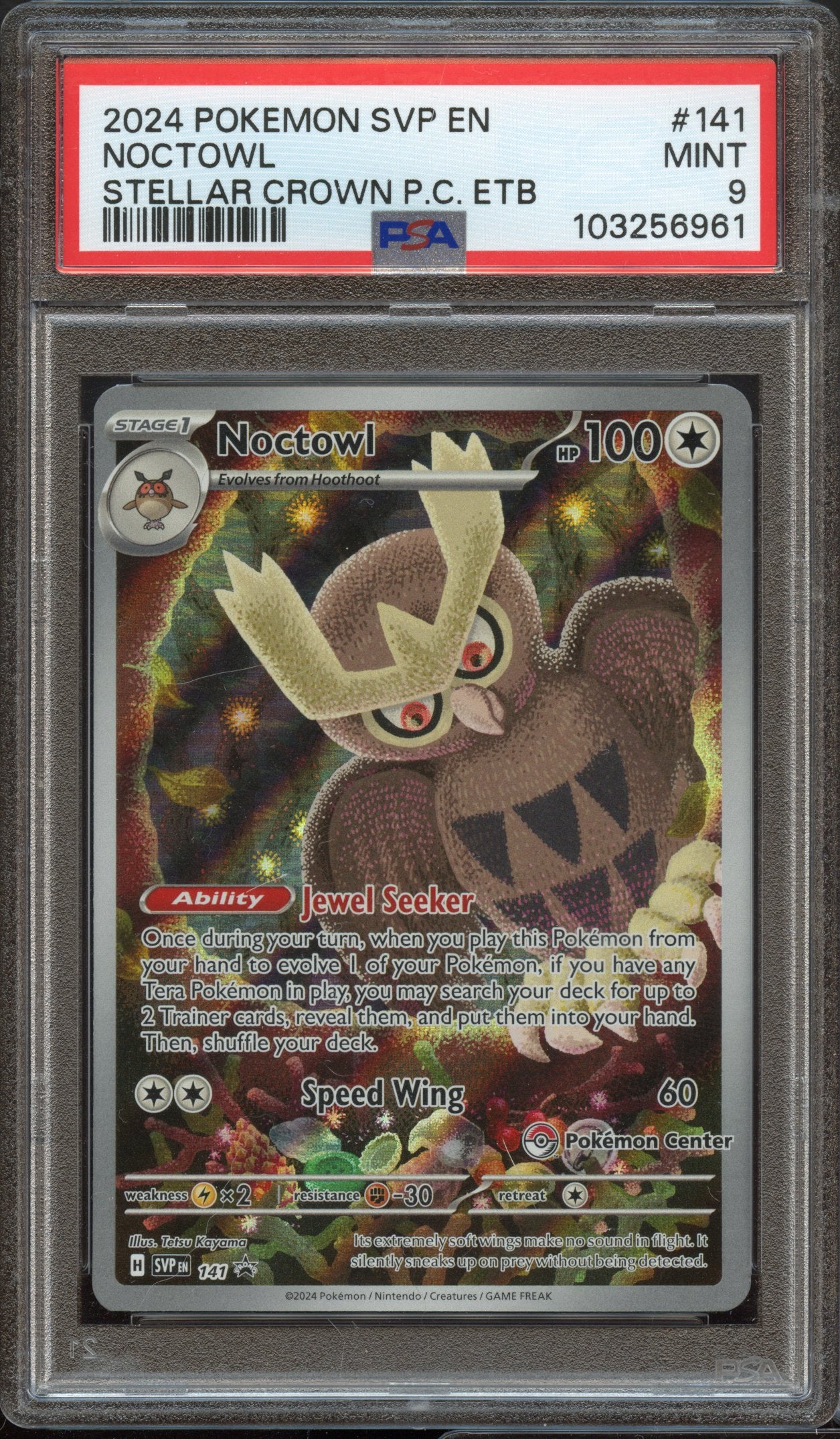 PSA 9 | Noctowl Stellar Crown Pokémon Center ETB Promo #141