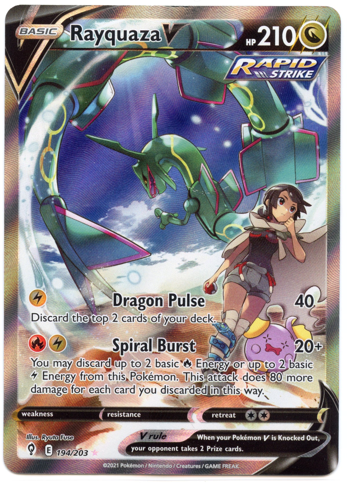 Rayquaza V (Alternate Full Art) #194/203 SWSH07: Evolving Skies