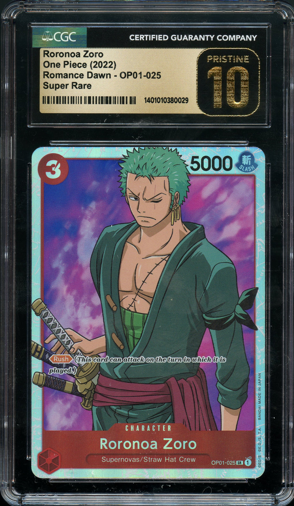 CGC P10 | ENG Roronoa Zoro SR #OP01-025