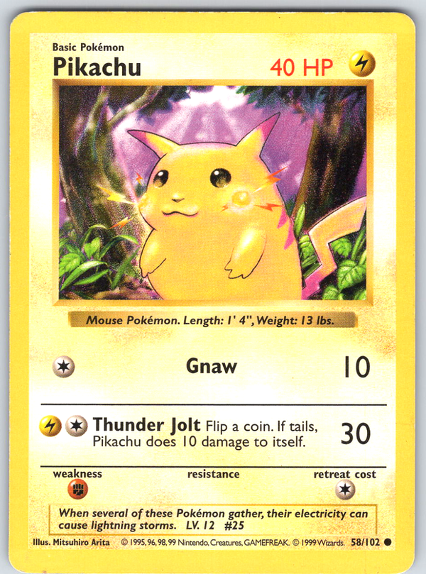 Pikachu 58 Base Set Shadowless - QuickTCG LLC