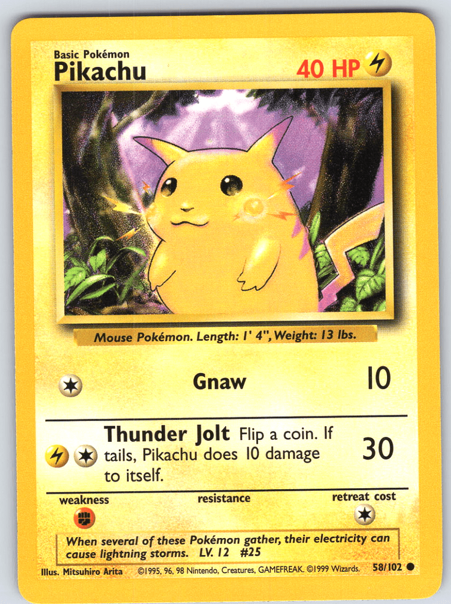 Pikachu 58 Base Set Unlimited - QuickTCG LLC
