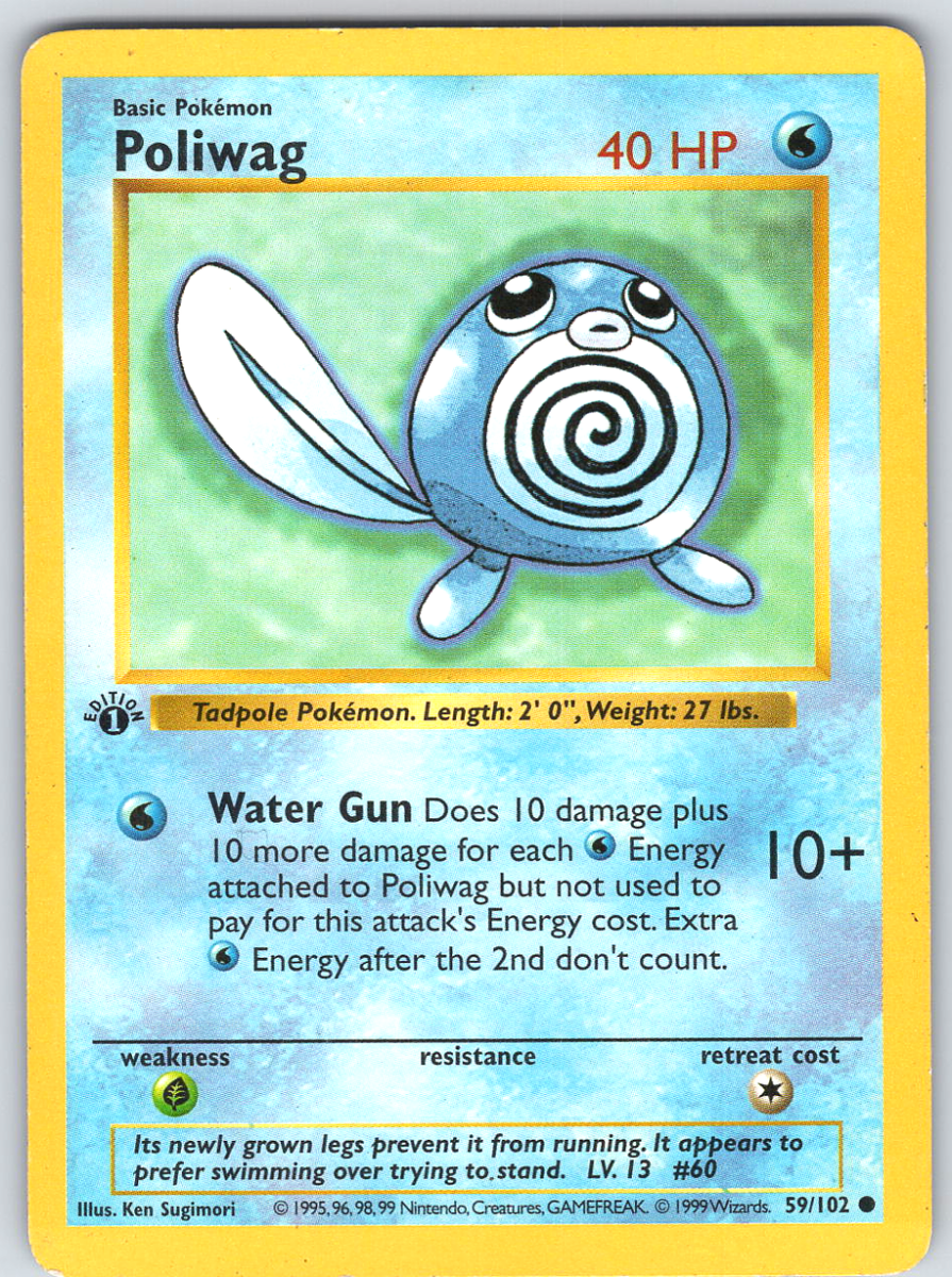 Poliwag 59 Base Set Shadowless 1st Edition - QuickTCG LLC