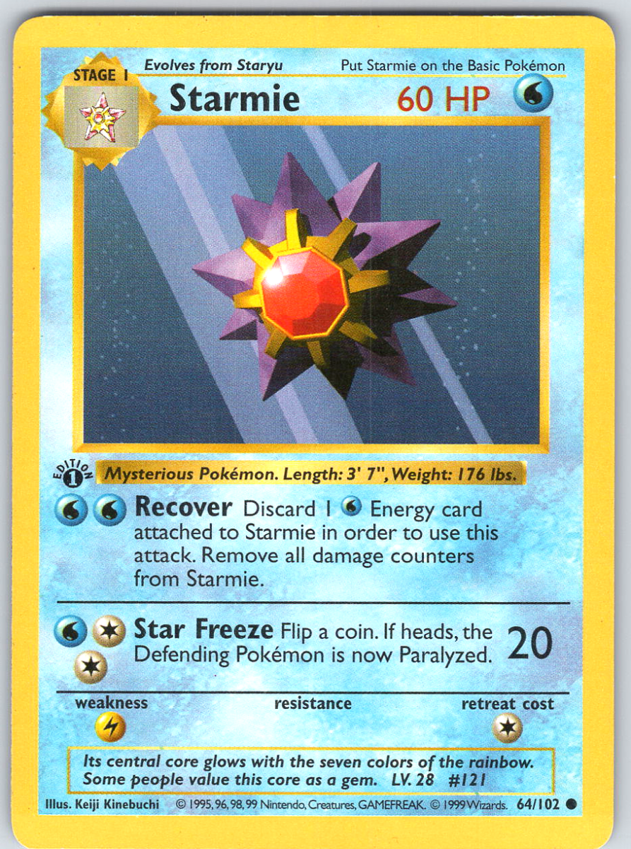 Starmie 64 Base Set Shadowless 1st Edition - QuickTCG LLC